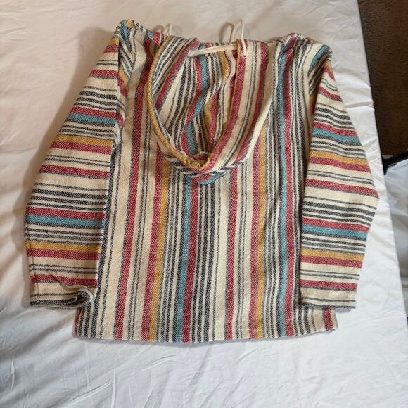 Beach Life by Ladra Woven pullover hoodie. Size M. Unisex. Poncho. Cotton - Picture 5 of 5